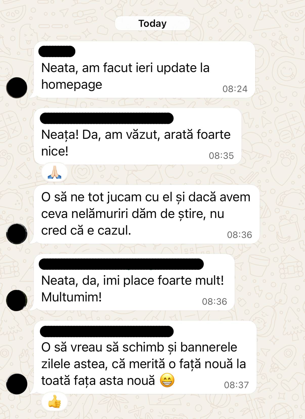Mesaj de la un client despre noul homepage